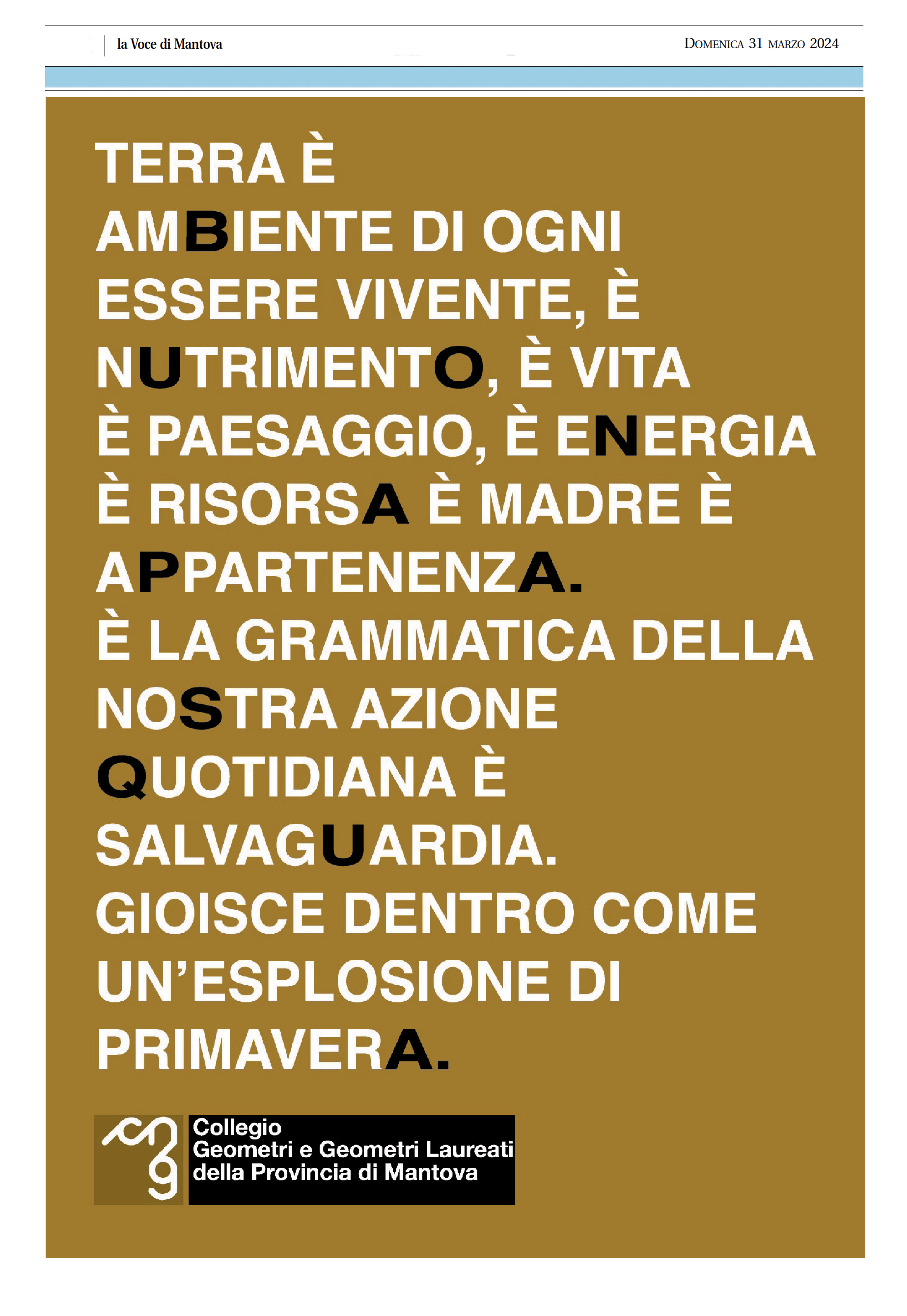 Auguri Festività Pasquali_La Voce di Mantova 31.03.2024